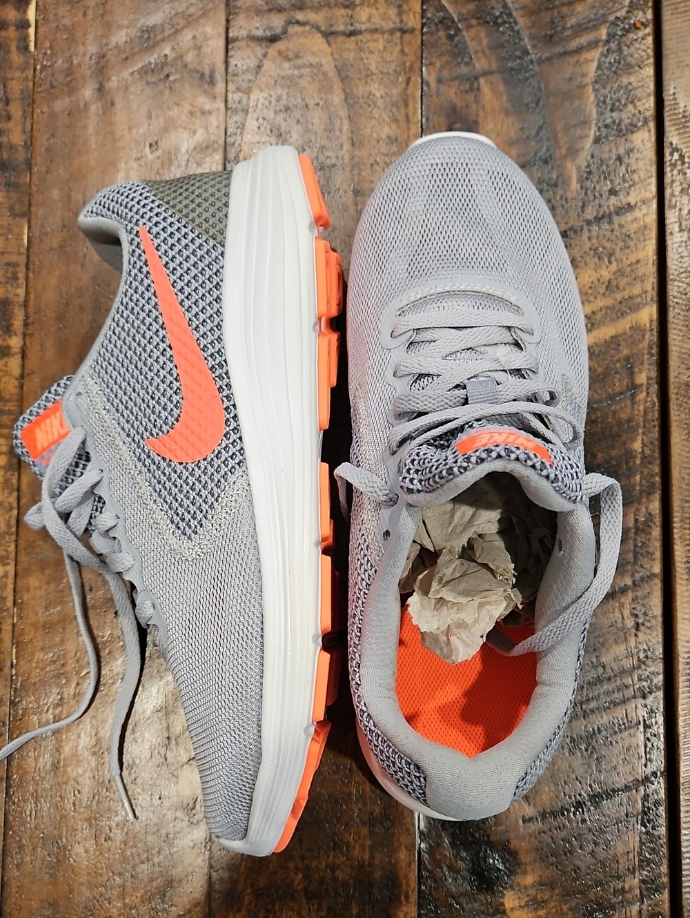 Nike Women Gray and Orange Mesh Sneakers